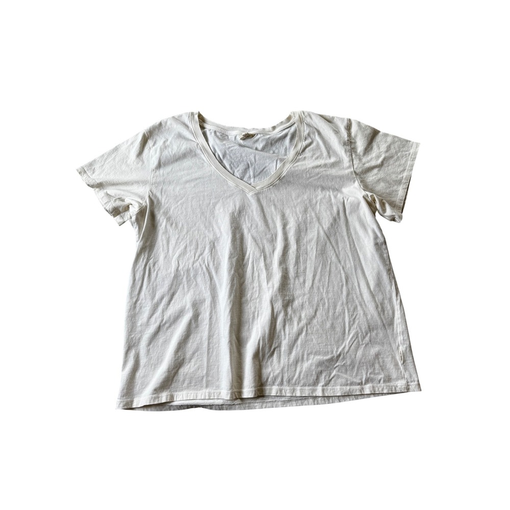 Easy Standard Womens cotton Shirt Size 3X Cream V-Neck Cotton Basic Tee